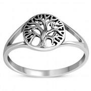 Tree of Life Plain Silver Ring - rp871